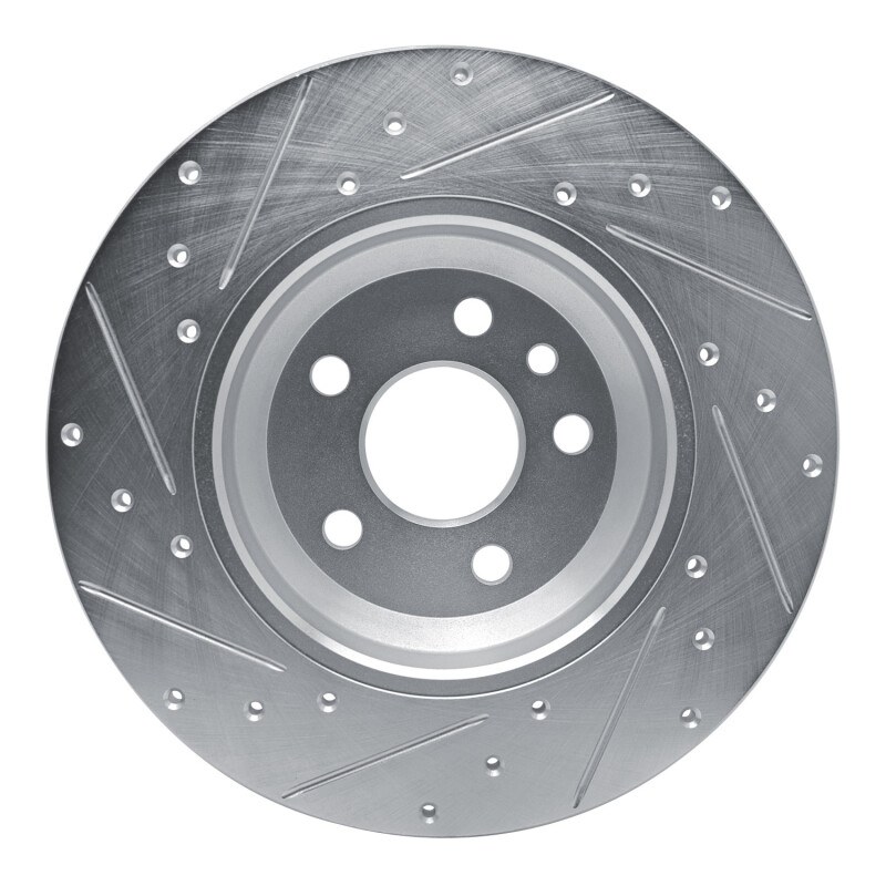 Jaguar E-Pace Brake Rotor (1) - Rear Right - R1 Concepts - Drilled & Slotted - Silver - `20-`22